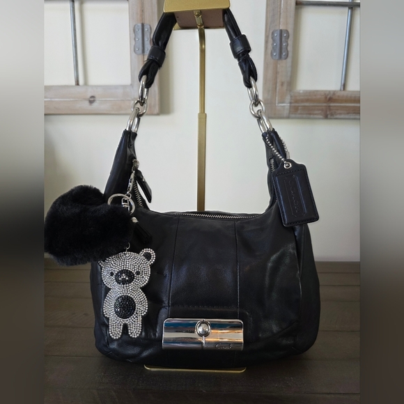 Coach Black Leather Kristen Hobo Bag With Crossbody Strap & Unbranded Charm - Picture 14 of 16